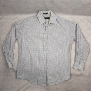 Perry Ellis Portfolio Men's Medium Grid Check Button Up Shirt 100 Percent Cotton